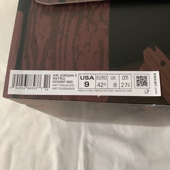 Nike Air Jordan Retro 5 ‘Raging Bull’ Varsity Red Suede 9 - Picture 10 of 10